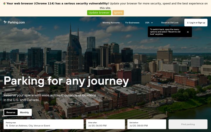Screenshot of parking.com