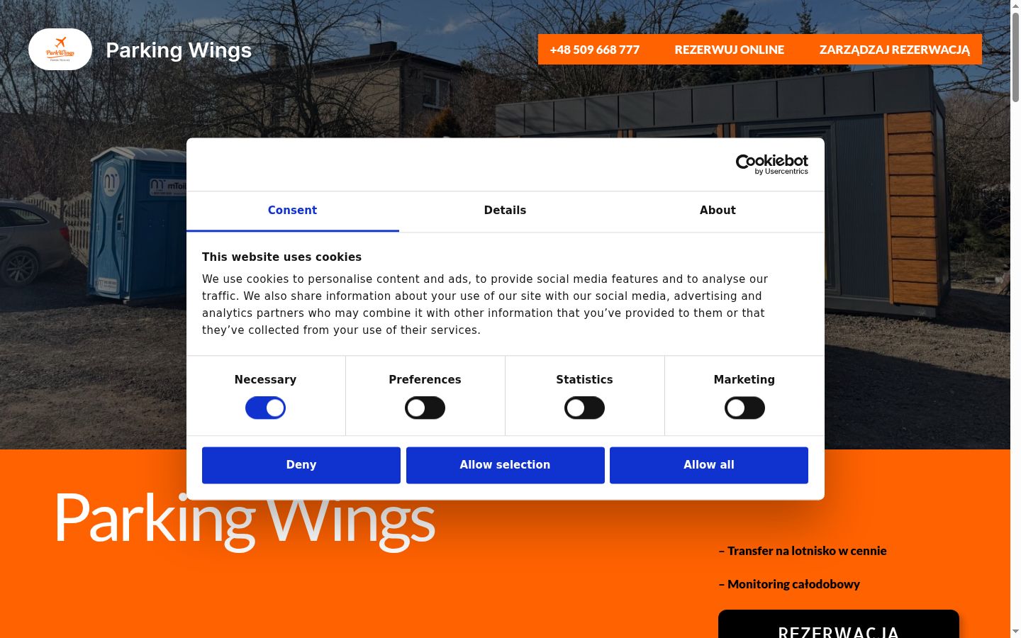 Screenshot of the consent banner shown before any interaction