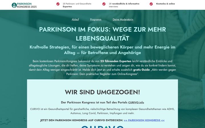 Posnetek zaslona parkinsonkongress.de