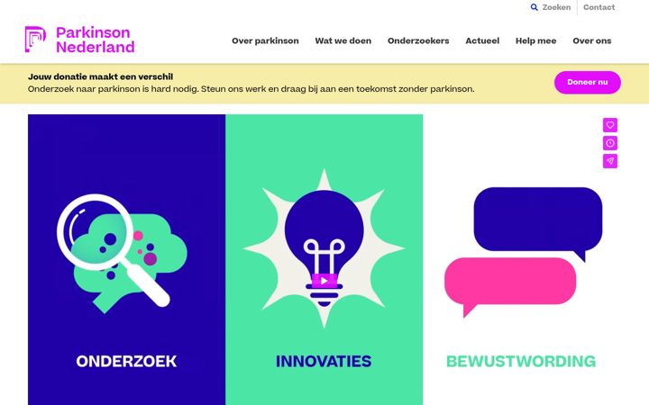 Screenshot of parkinsonnederland.nl