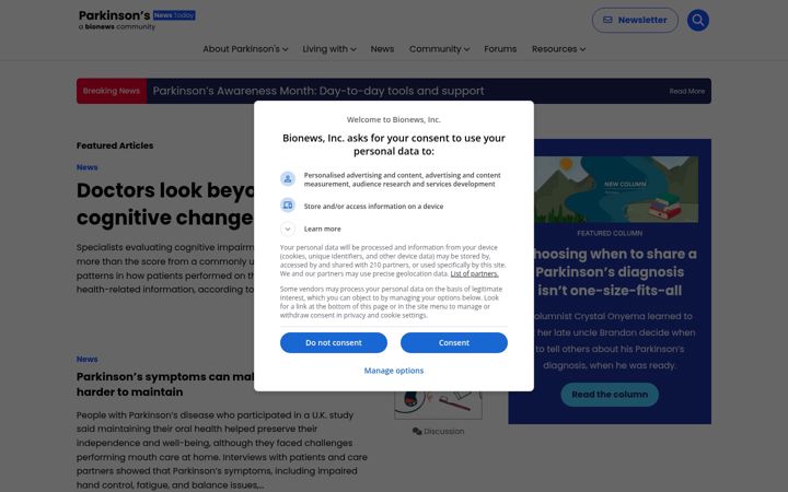 Screenshot of parkinsonsnewstoday.com
