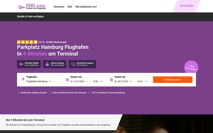 Screenshot of parkkinghamburg.de