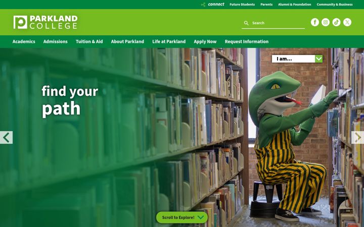 Screenshot of parkland.edu