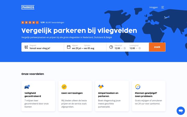 Screenshot of parkos.nl