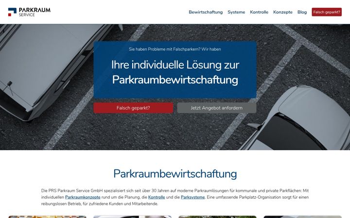 Screenshot of parkraumservice.de