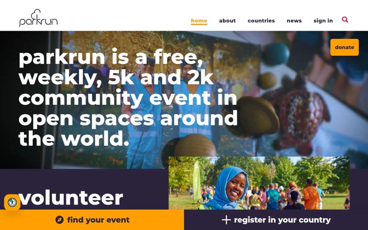 Screenshot of parkrun.com