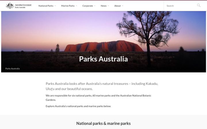 Screenshot of parksaustralia.gov.au