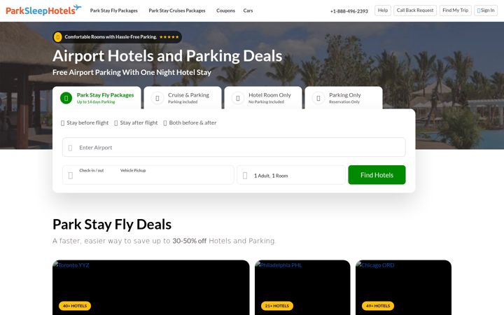 Screenshot of parksleephotels.com