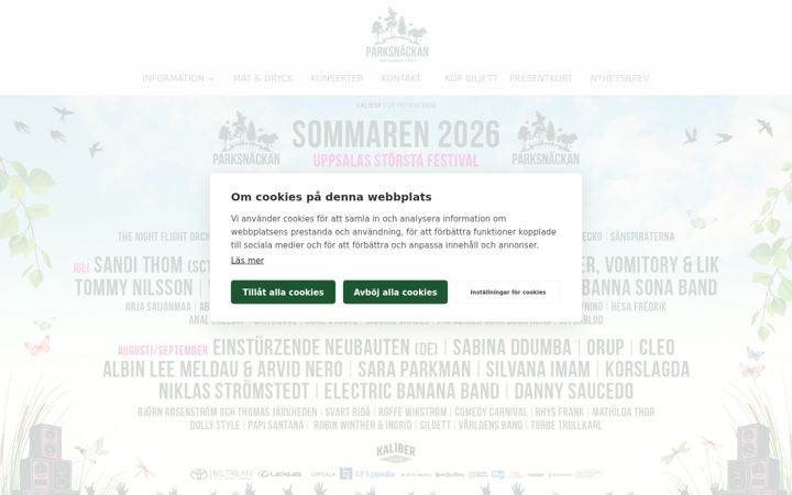 Ekrano kopija parksnackan.se
