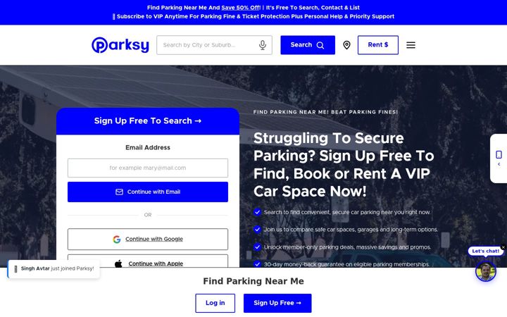 Posnetek zaslona parksy.com