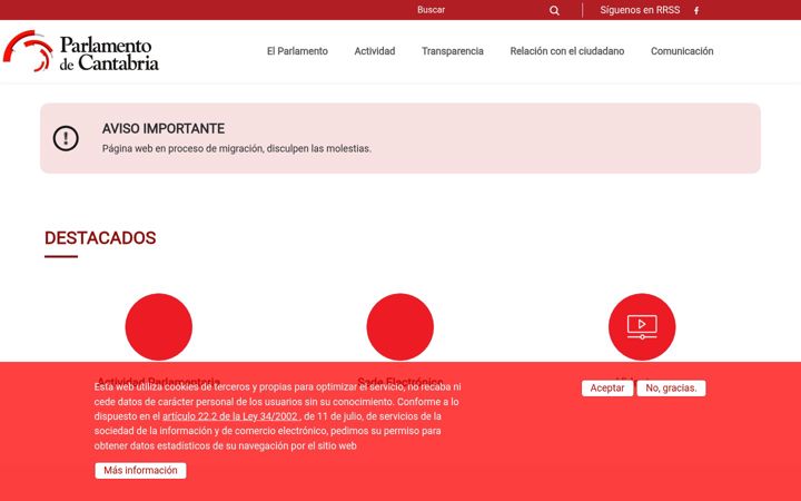 Screenshot di parlamento-cantabria.es