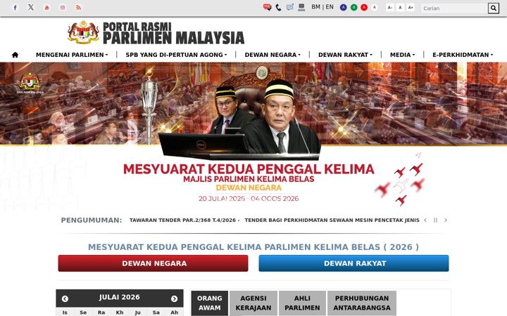 Screenshot of parlimen.gov.my