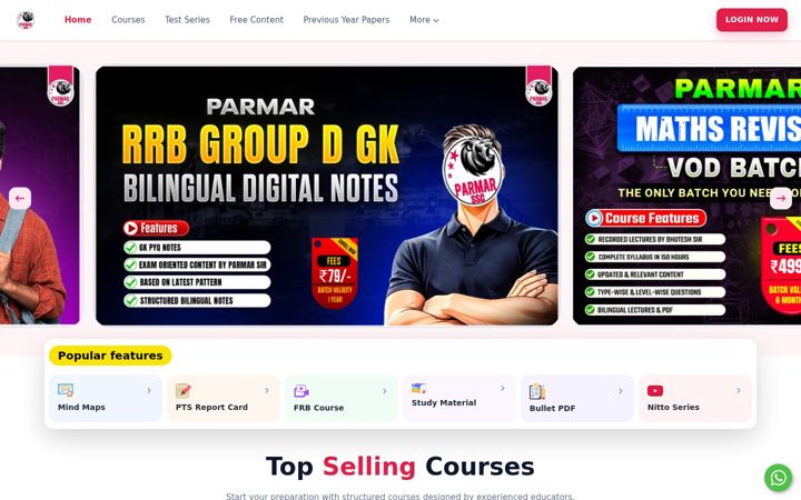 Captură de ecran a parmaracademy.in