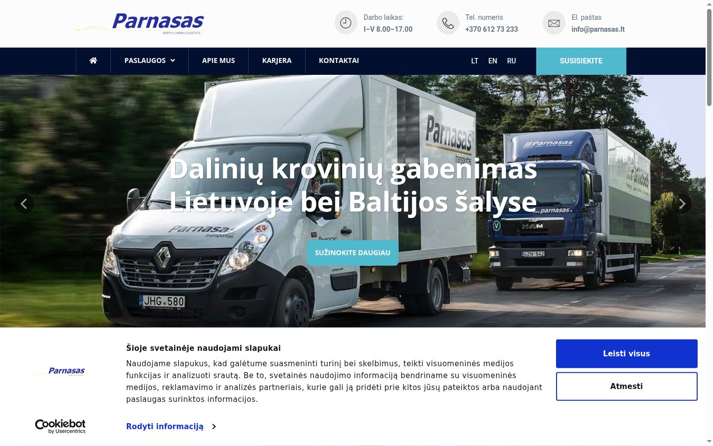 Sutikimo reklamjuostės, rodytos prieš bet kokią sąveiką, ekrano kopija