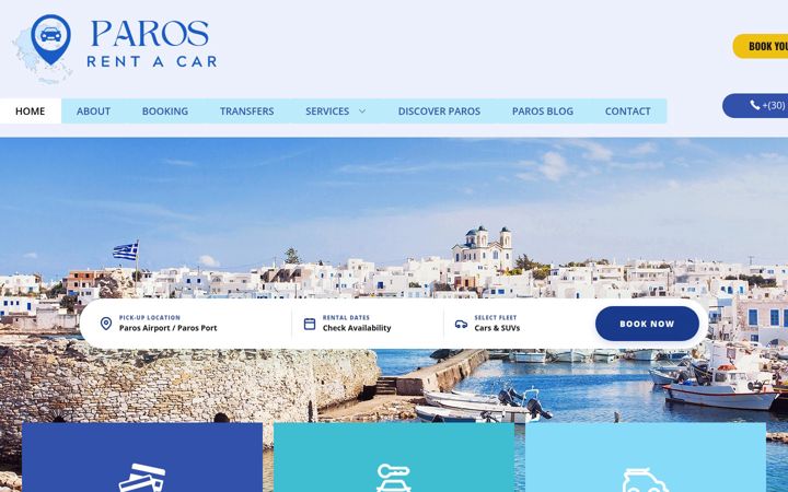 Snímek obrazovky paros-port-rentacar.gr