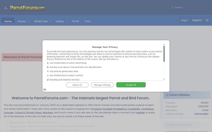 Screenshot of parrotforums.com