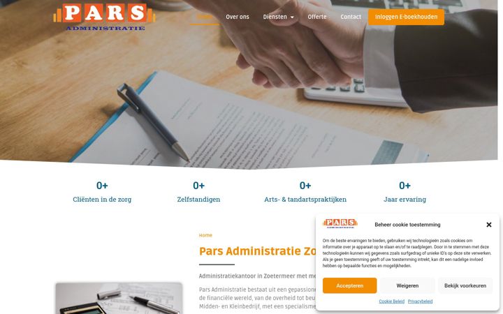 Skjámynd af parsadministratie.nl