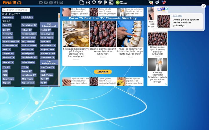 Screenshot of parsatv.com