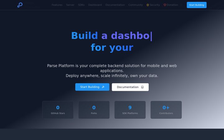 Screenshot di parse.com