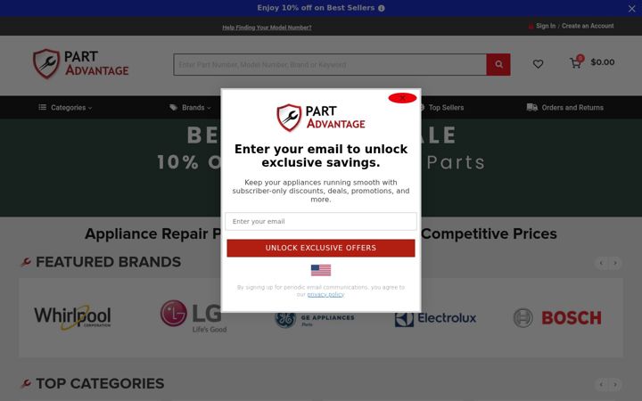 Screenshot of partadvantage.com