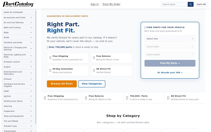 Screenshot of partcatalog.com