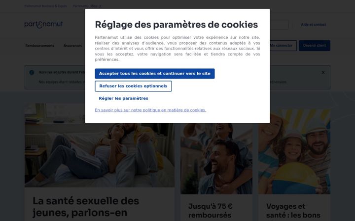 Screenshot of partenamut.be