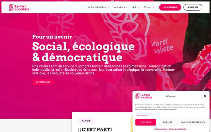 Screenshot stránky parti-socialiste.fr