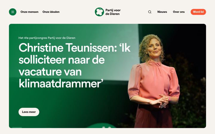 Screenshot of partijvoordedieren.nl