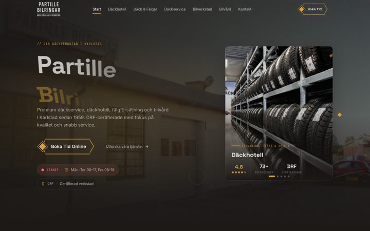 Screenshot of partillebilringar.se