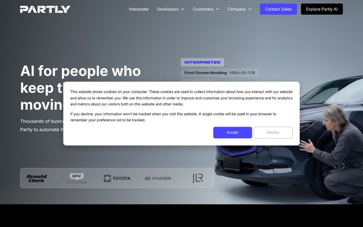 Snímek obrazovky partly.com