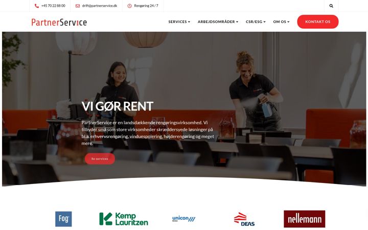 Captură de ecran a partnerservice.dk