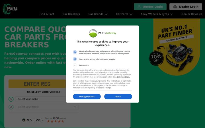 Screenshot of partsgateway.co.uk