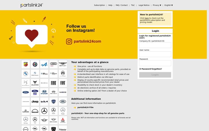 Ekrānuzņēmums no partslink24.com
