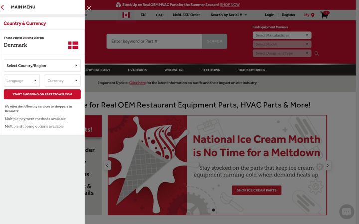 Screenshot of partstown.ca