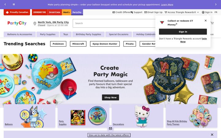 Screenshot of partycity.ca