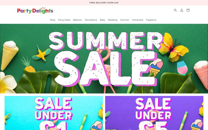 Screenshot of partydelights.co.uk