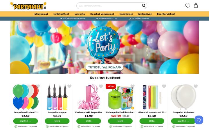 Captura de ecrã de partyhalli.fi