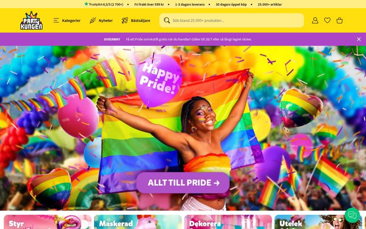 Screenshot of partykungen.se