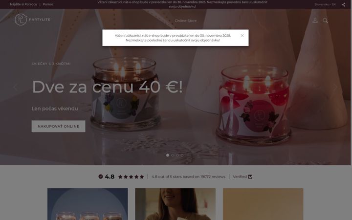 Screenshot of partylite.sk