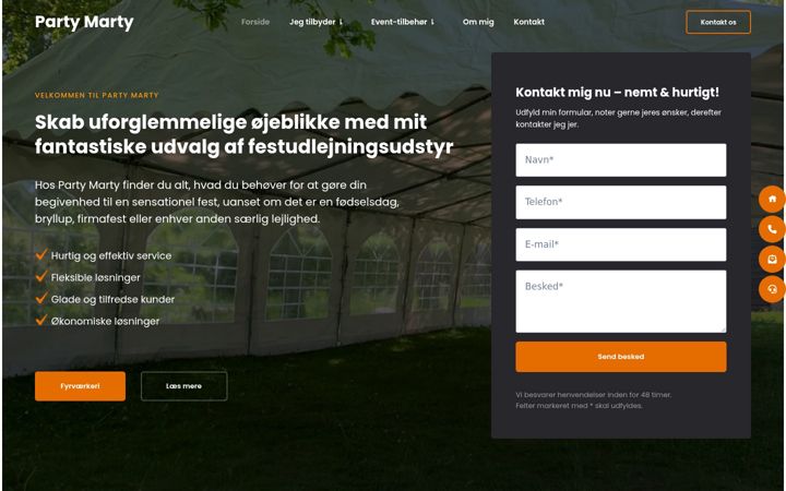 Screenshot di partymarty.dk