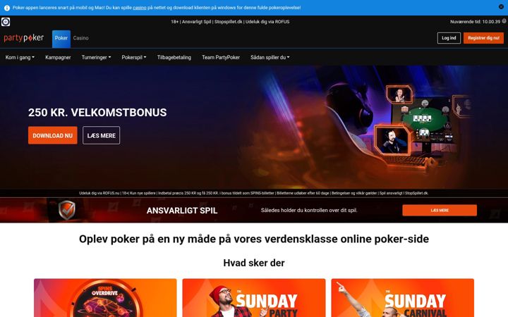 Screenshot of partypoker.dk