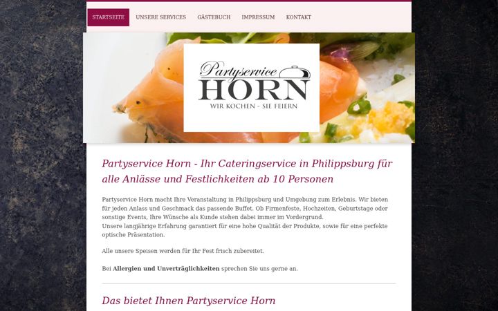 Ekrānuzņēmums no partyservice-horn.de