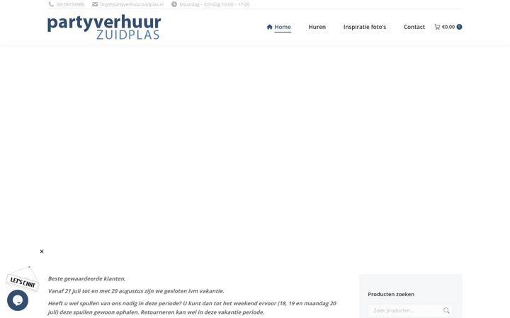 Skärmbild av partyverhuurzuidplas.nl