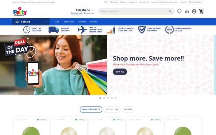 Képernyőkép: partywholesalers.net