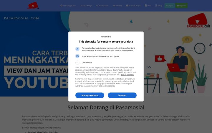 Screenshot of pasarsosial.com