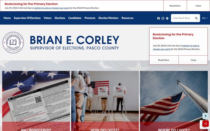 Screenshot of pascovotes.gov