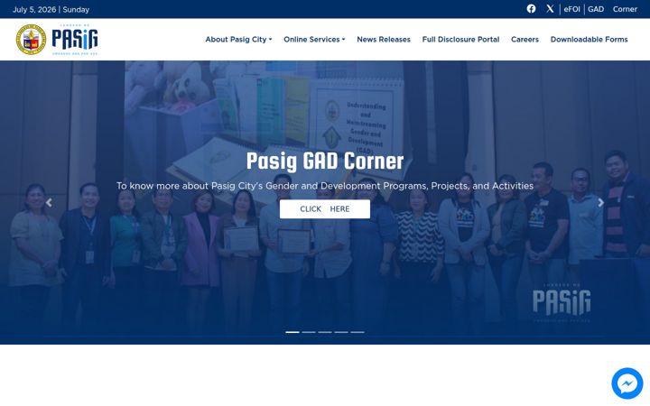 Screenshot of pasigcity.gov.ph