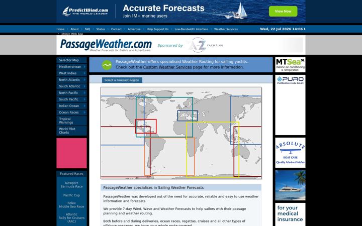 Screenshot of passageweather.com