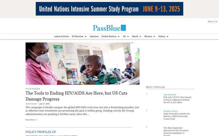 Screenshot of passblue.com