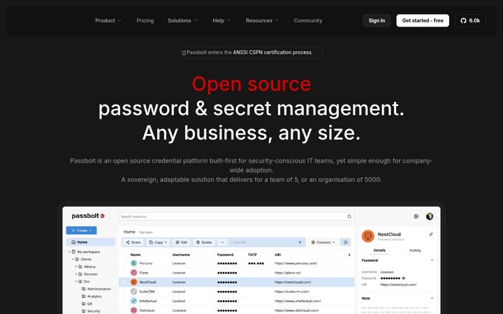 Screenshot of passbolt.com